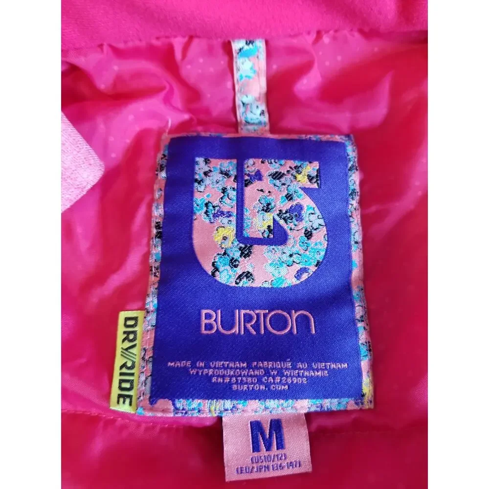 Burton Girls Pink Hooded Ski Snowboard Jacket Size Medium 10-12